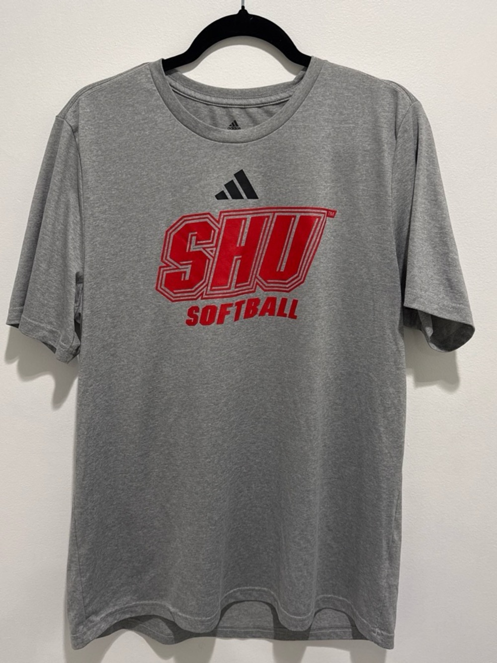 adidas Gray Tee with Red SHU Softball Logo